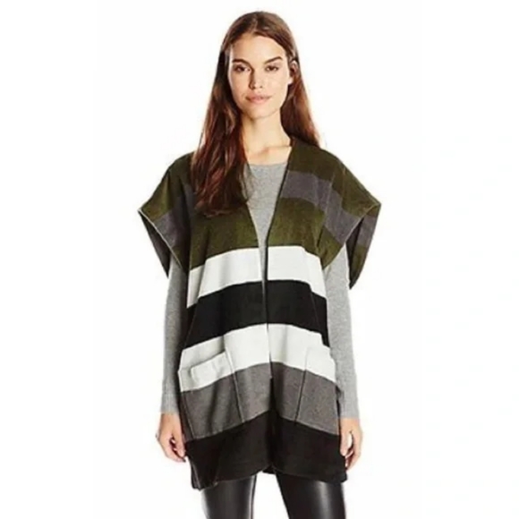 Lucky Brand Boho Striped Blanket Poncho - Picture 2 of 9
